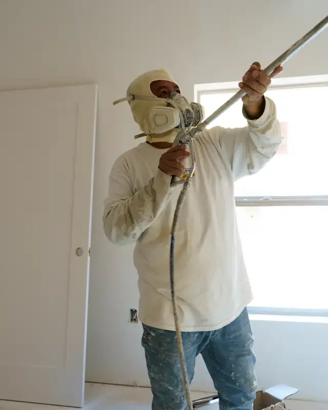 Interior walls, sprayed
